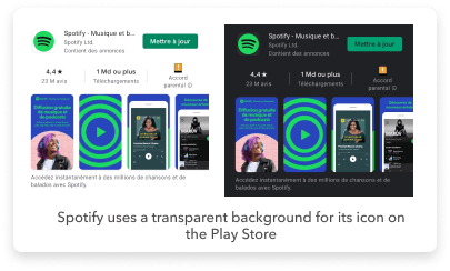 Comparing the Spotify icon on an Android in Light vs. Dark mode